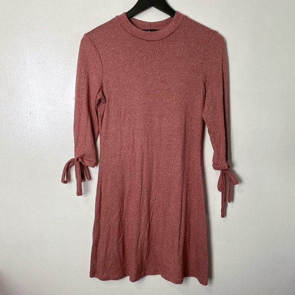 Lulu's Tie a Little Love Washed Mauve Pink Tie-Sleeve Knit Swing Dress - Picture 5 of 9